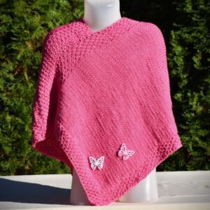 kézzel kötött kislány poncsó