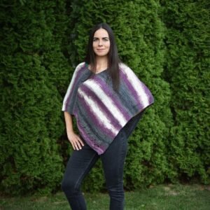 kézzel kötött anti-philling alapú poncsó