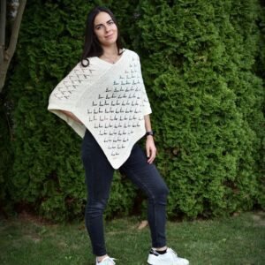 kézzel kötött pamut alapú poncsó